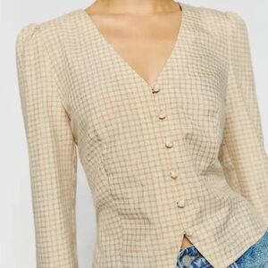 Reformation Callie Top Yellow Plaid - Size 8